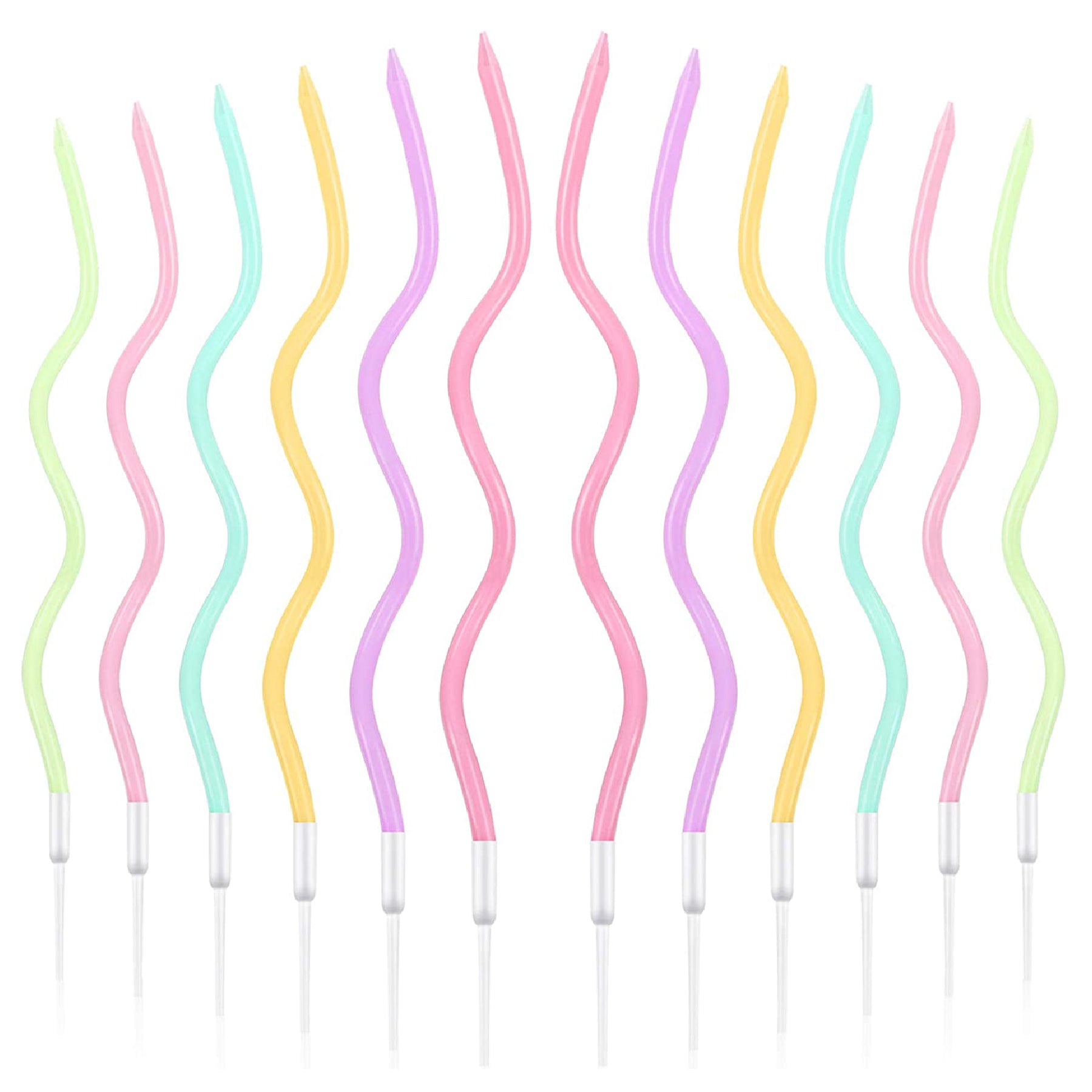 Multicolor Neon Twsited Candles - 12 PC