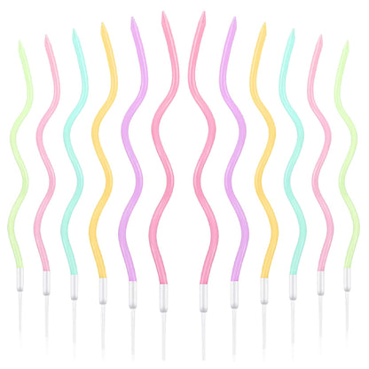 Multicolor Neon Twsited Candles - 12 PC