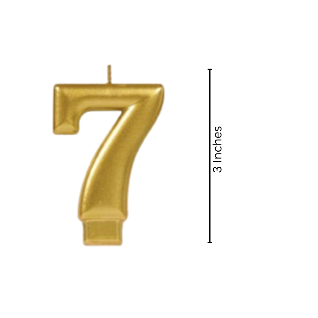 Golden Numerical Candle No. 7 - 3"