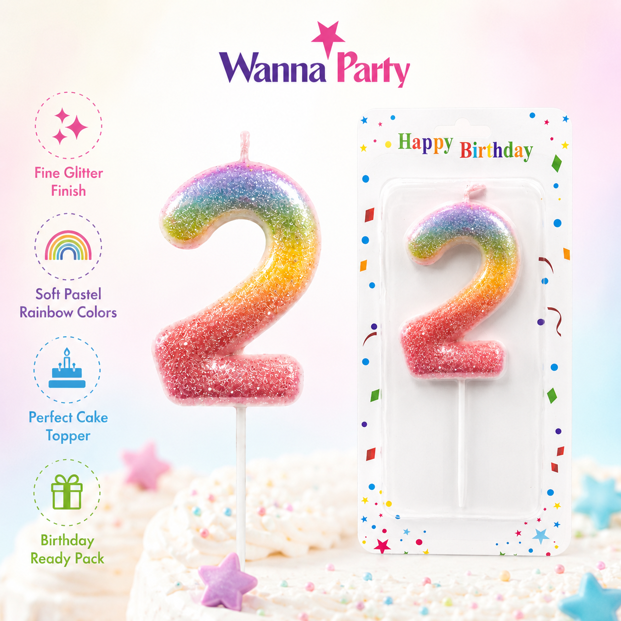 Three Color Gradient Glitter Candle Number 2