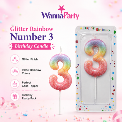 Three Color Gradient Glitter Candle Number 3