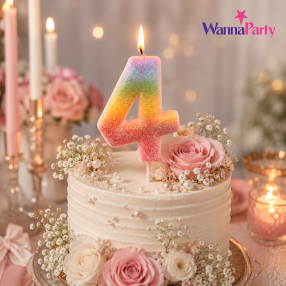 Three Color Gradient Glitter Candle Number 4