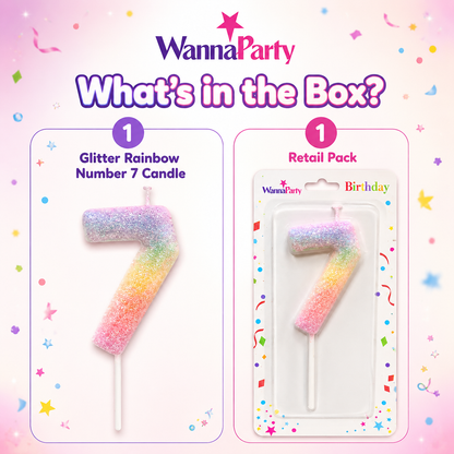 Three Color Gradient Glitter Candle Number 7