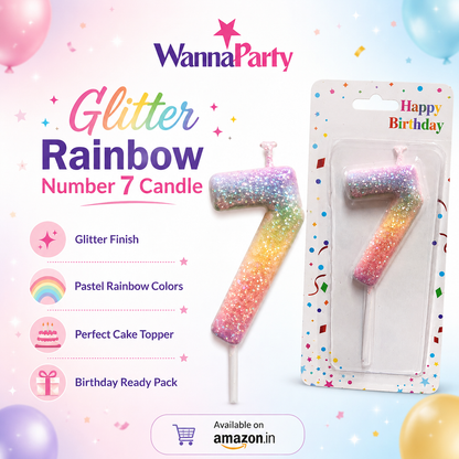 Three Color Gradient Glitter Candle Number 7