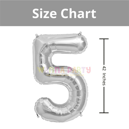 40" Numerical 5 Silver Balloon