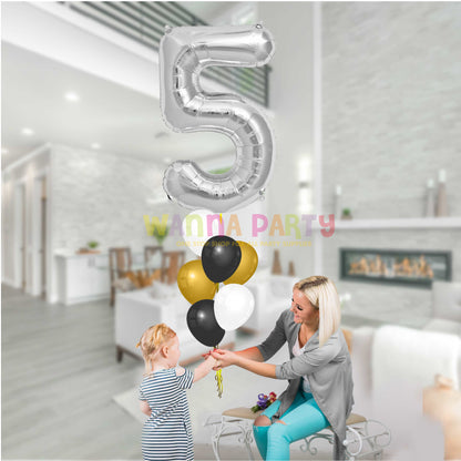 40" Numerical 5 Silver Balloon