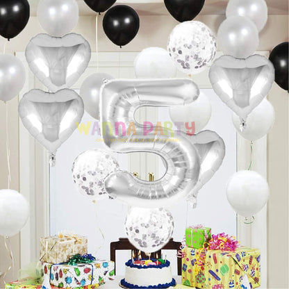 40" Numerical 5 Silver Balloon