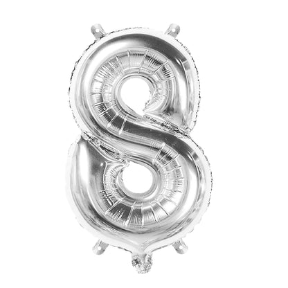 16" Numerical 8 Silver Balloon