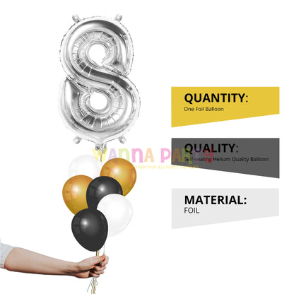 16" Numerical 8 Silver Balloon