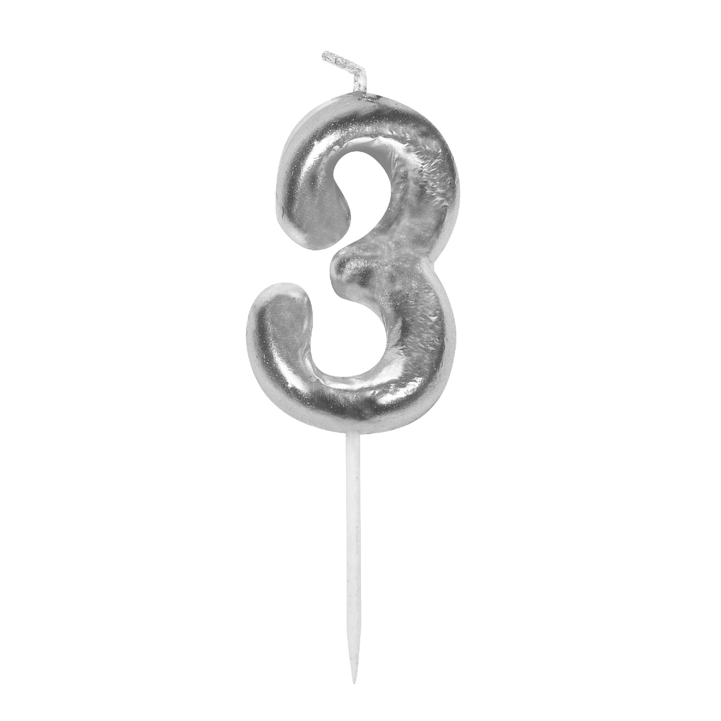 Silver Mini 3" Numerical Candle 3