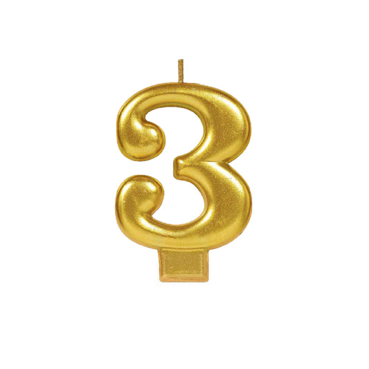 Golden Numerical Candle No. 3 - 3"