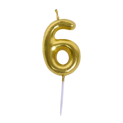 Golden Mini 3" Numerical Candle 6