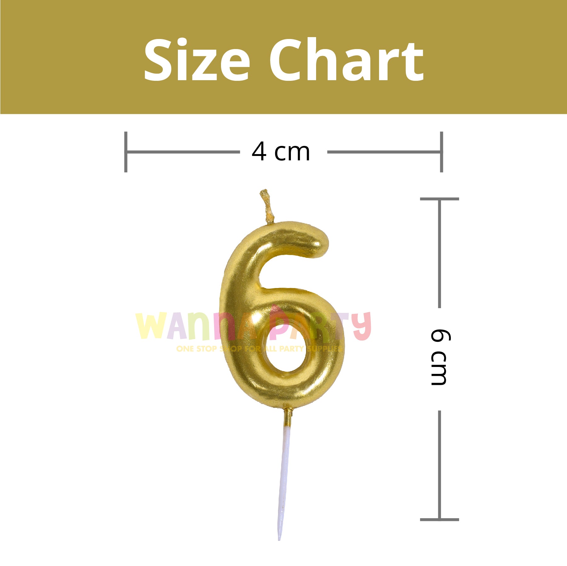 Golden Mini 3" Numerical Candle 6