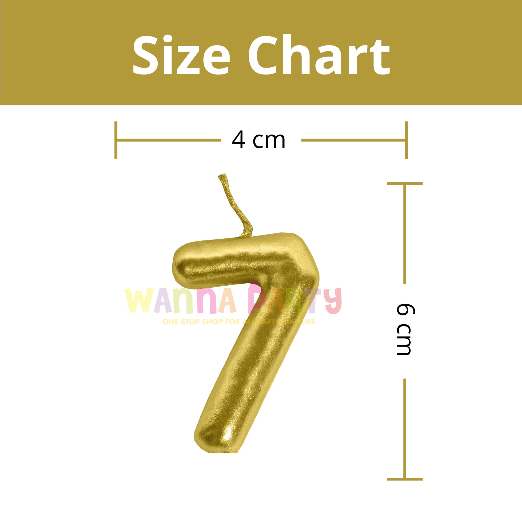 Golden Mini 3" Numerical Candle 7