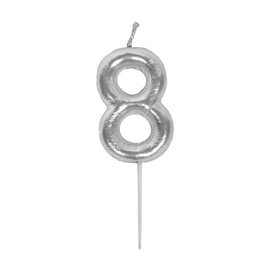 Silver Mini 3" Numerical Candle 8