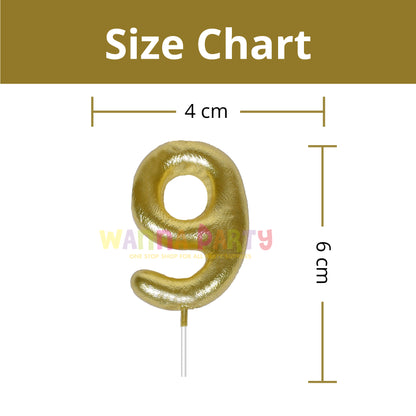 Golden Mini 3" Numerical Candle 9