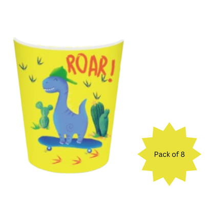 Dinosaur Theme Paper Cups-Pack of 8, 9oz