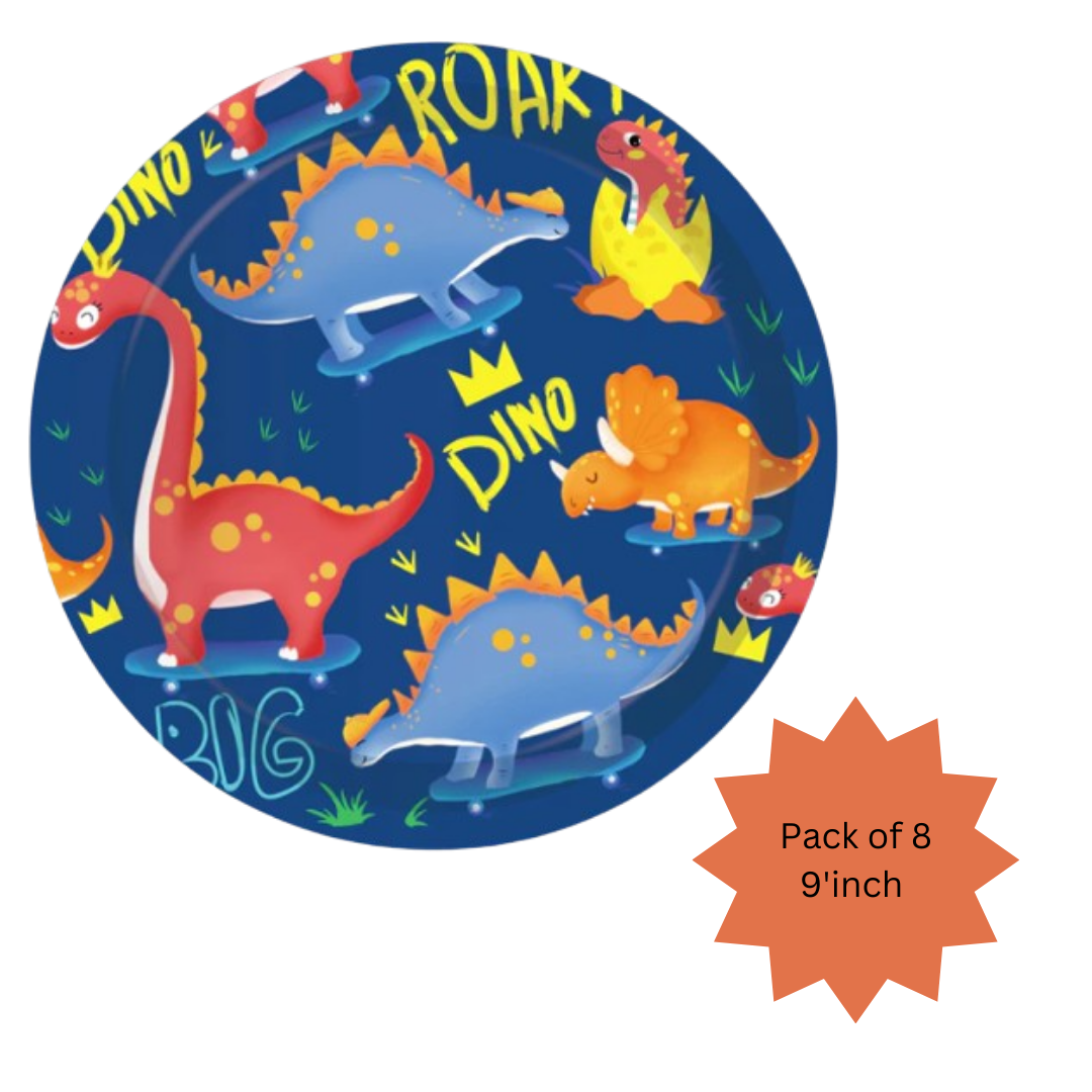 Dinosaur Theme Paper Plates  9"-Pack of 8