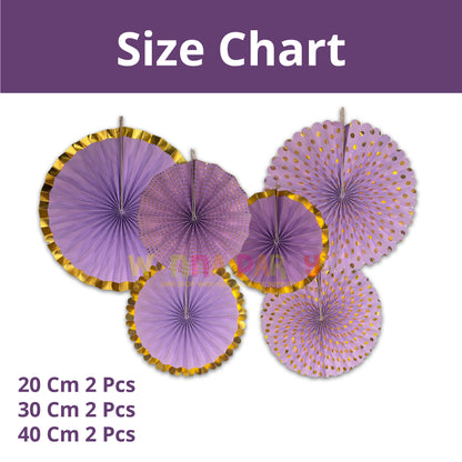 Pastel Purple Paper Fans Set - 6PC