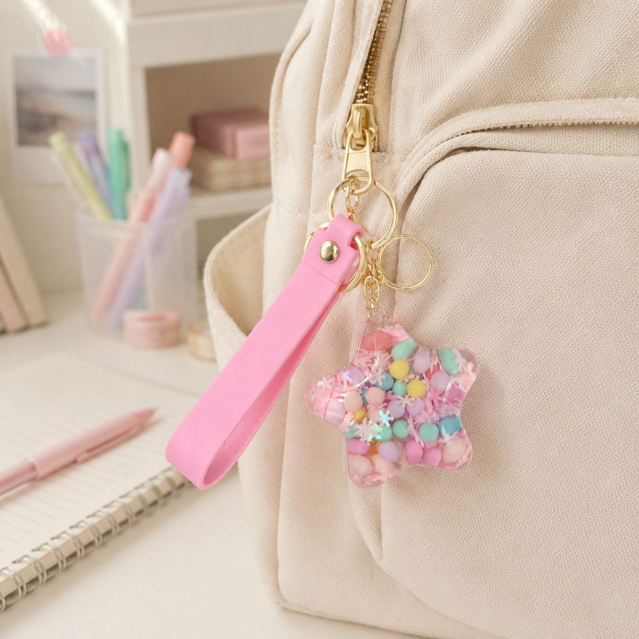Star Beads Keychain Pink Strap - Cute Bag Charm for Girls | Wanna Party - Image 7