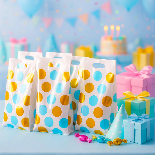 Blue Large Polka Dot Loot Bags Combo - 20PC