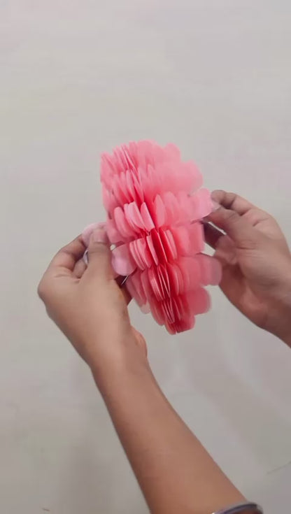 Paper Pom Pom Hangings for Decoration-10 inch 5 pieces Ceiling Decoration Items, Pom Poms, Fluffy Decoration- Light Pink
