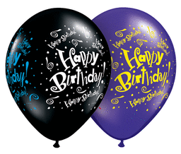 Birthday! Blast Wrap Round Onyx Black 11" - 6PC