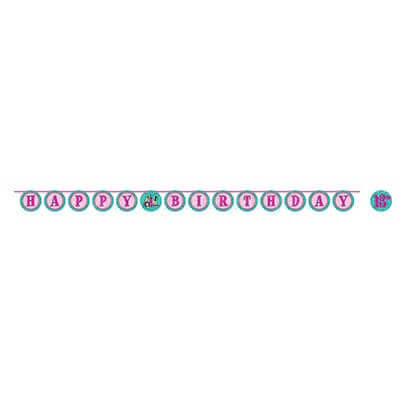 Glitzy Girl Happy Birthday Letter Banner - 9FT