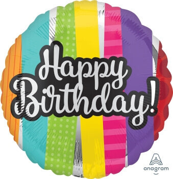 Happy Birthday Patterns Balloon 18" S40