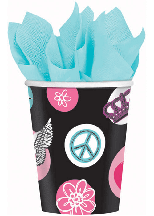 Rocker Princess 9oz Paper Cups - 8ct