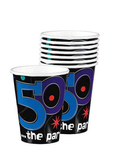 50th Birthday 9oz Paper Cups - 8ct