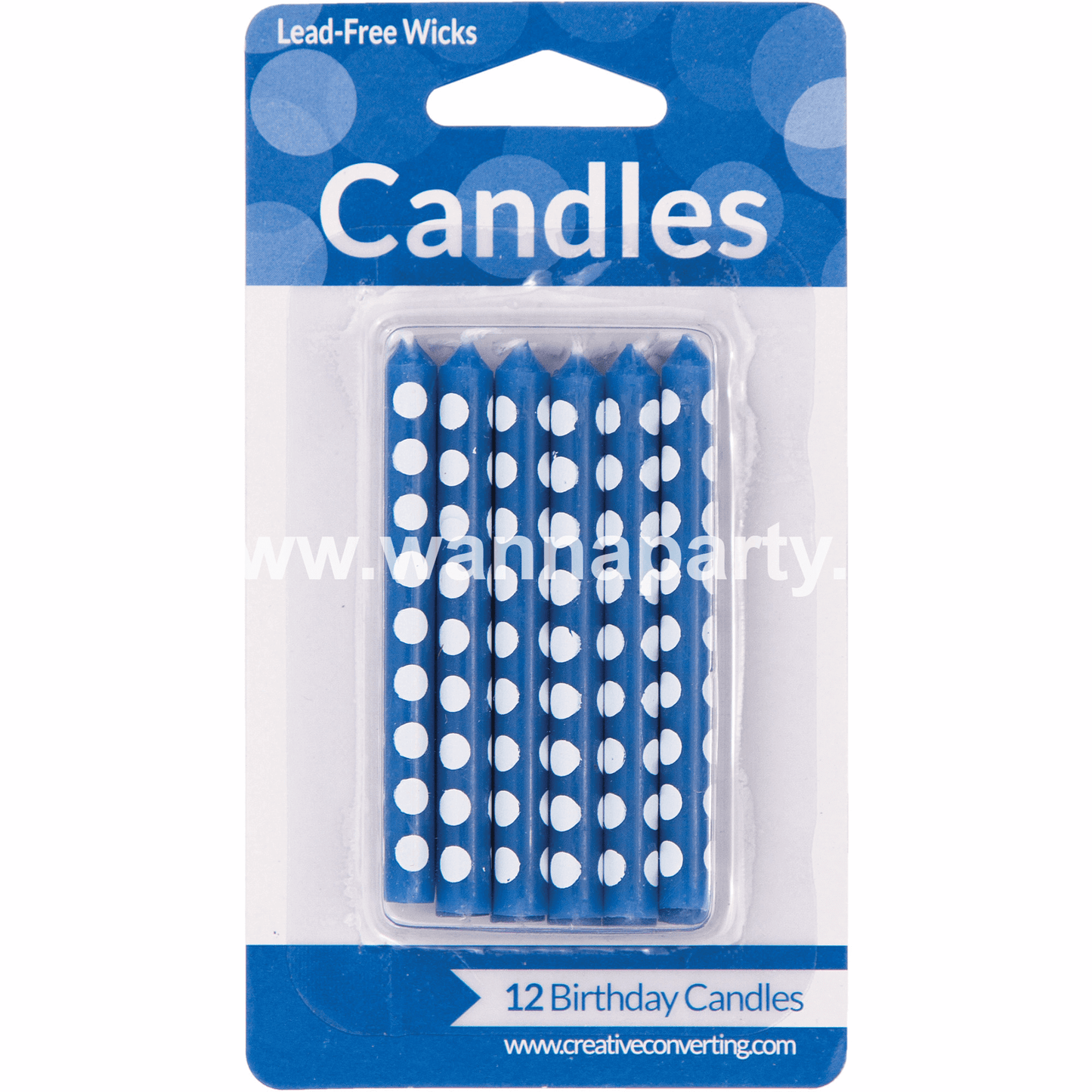 True Blue Dots Cake Candle - 12PC