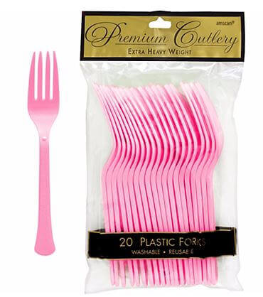 Forks Premium Plastic Light Pink  - 20CT