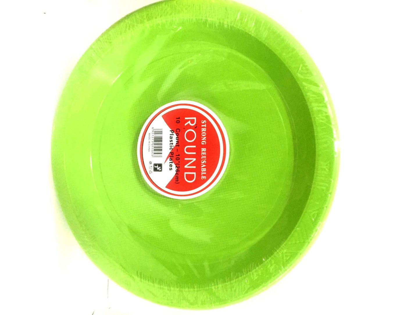 10" Premium Plastic Lime Green Round Plates-10ct