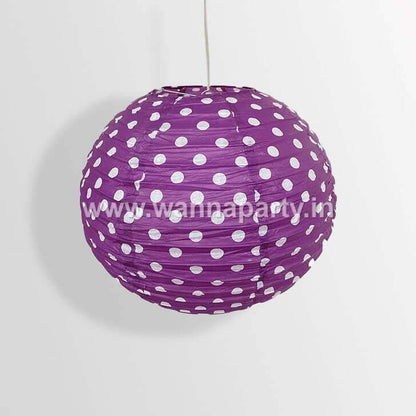 Polka Dot Lanterns 14" - Purple