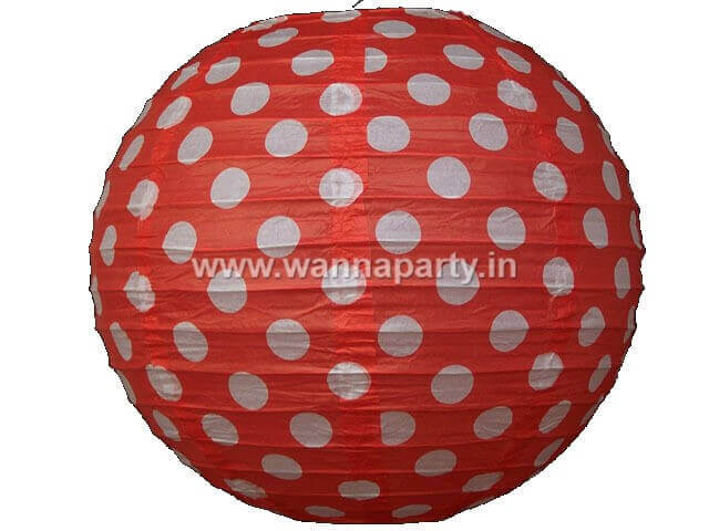 Polka Dot Lanterns 14" - Red