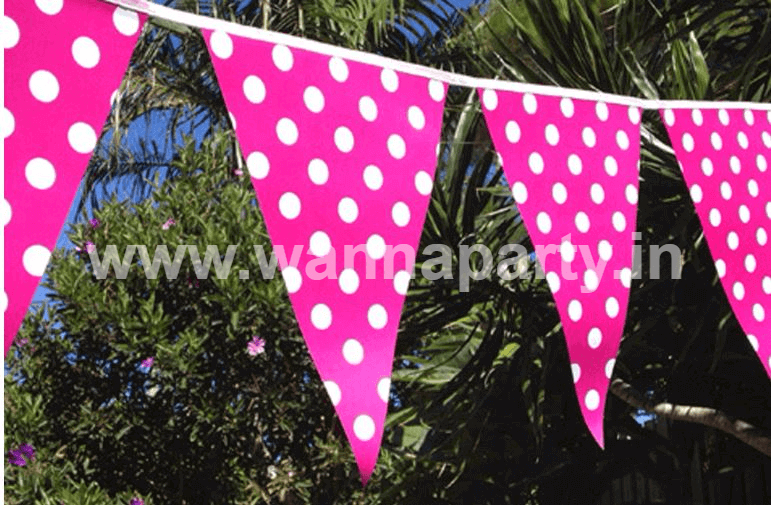 Polka Dot Buntings Hot Pink - Over 9 FT