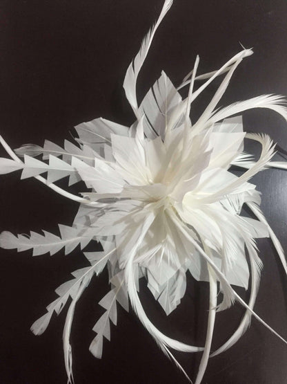 Feather Hair Fancy Clip White