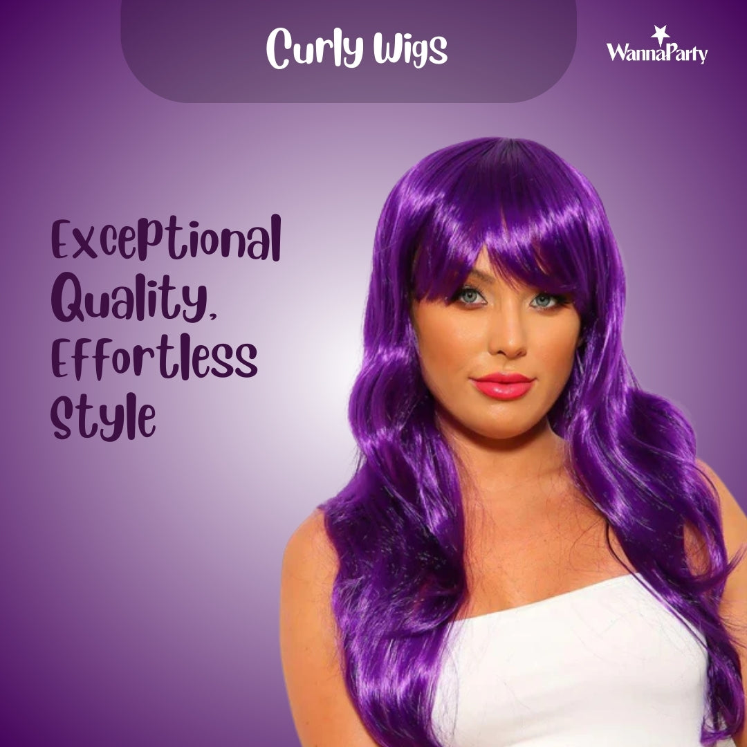 Curly Wigs Long Purple