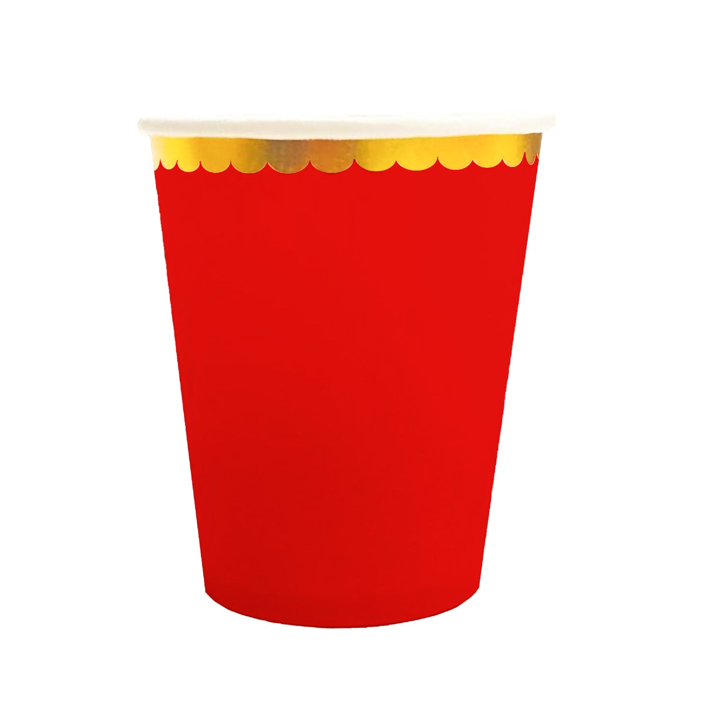 Red Paper Cups with Golden Rim - 10 PC