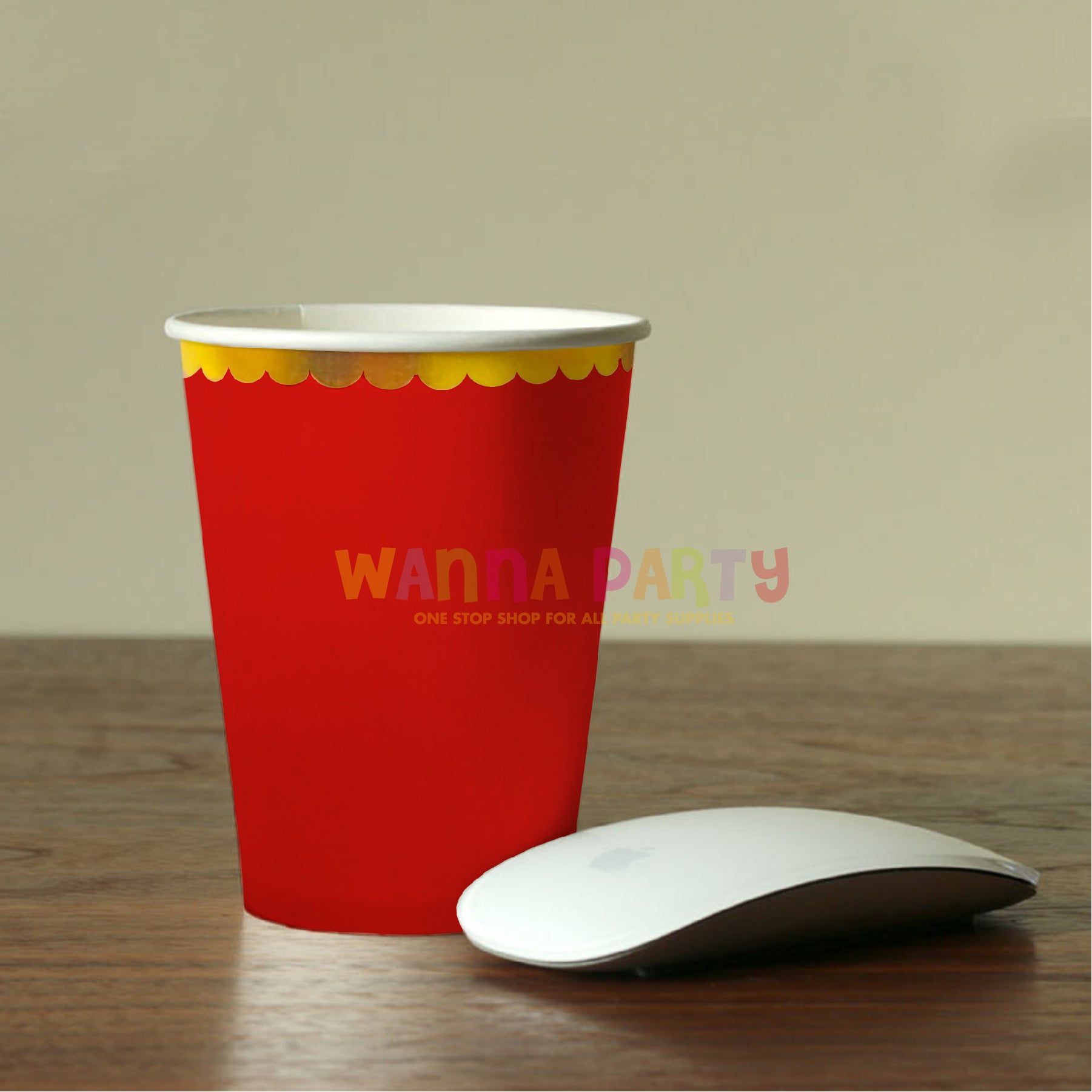 Red Paper Cups with Golden Rim - 10 PC