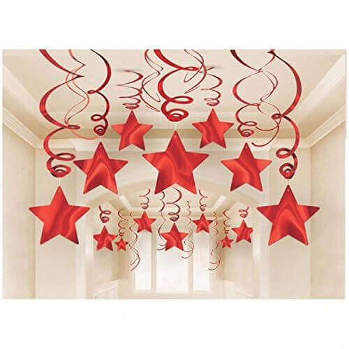 Red Star Swirl Decoration - 15CT