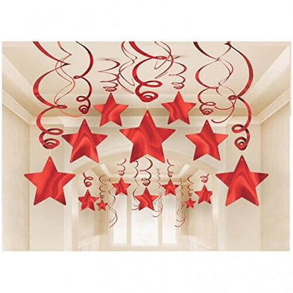 Red Star Swirl Decoration - 15CT