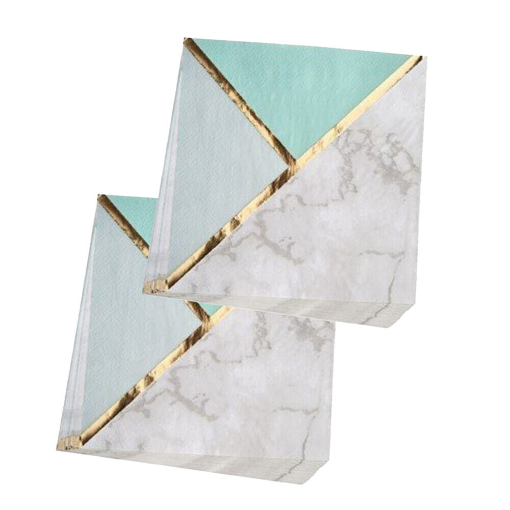 Aqua &amp; Gold Paper Napkins - 16PC