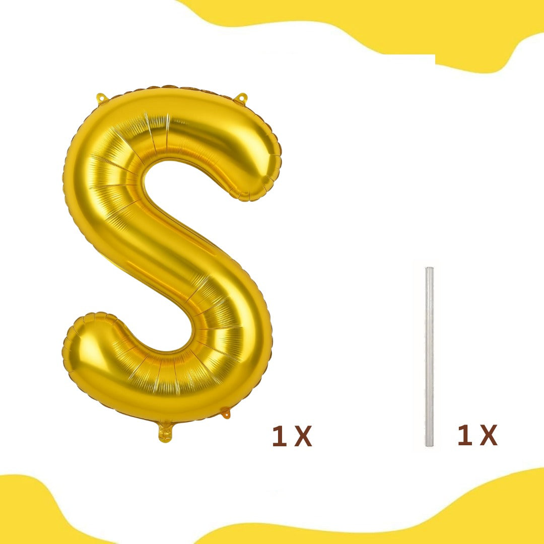 16 Inch Letter S Gold Foil Balloon for Birthday Party Decoration
