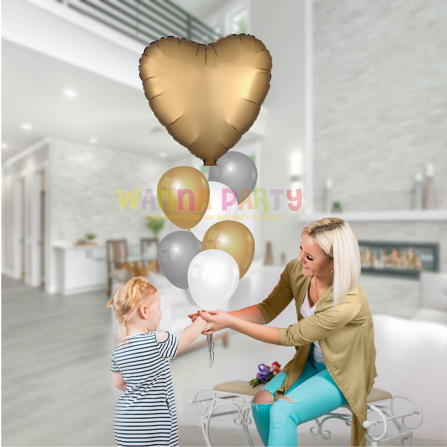 Gold Heart Matte Balloons 18"