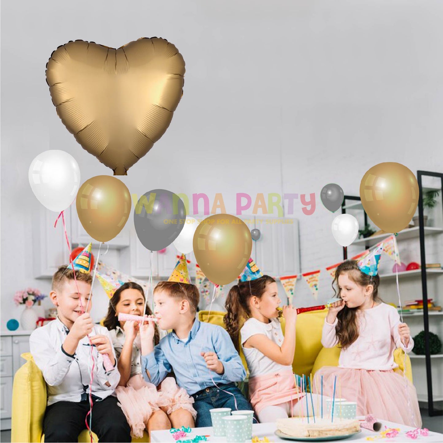 Gold Heart Matte Balloons 18"