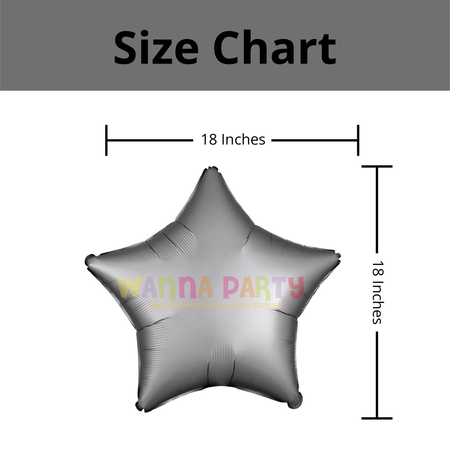 Wanna Party Matte Star Balloon (19 Inch, Silver)