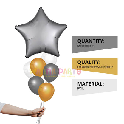 Wanna Party Matte Star Balloon (19 Inch, Silver)