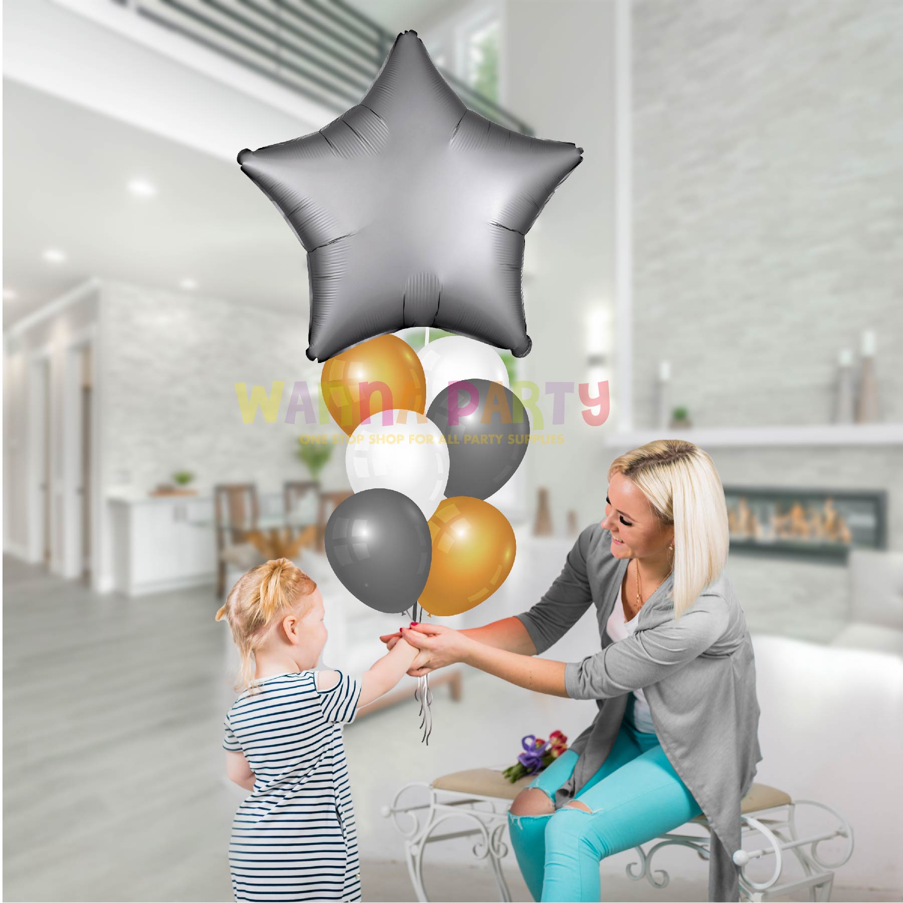 Wanna Party Matte Star Balloon (19 Inch, Silver)